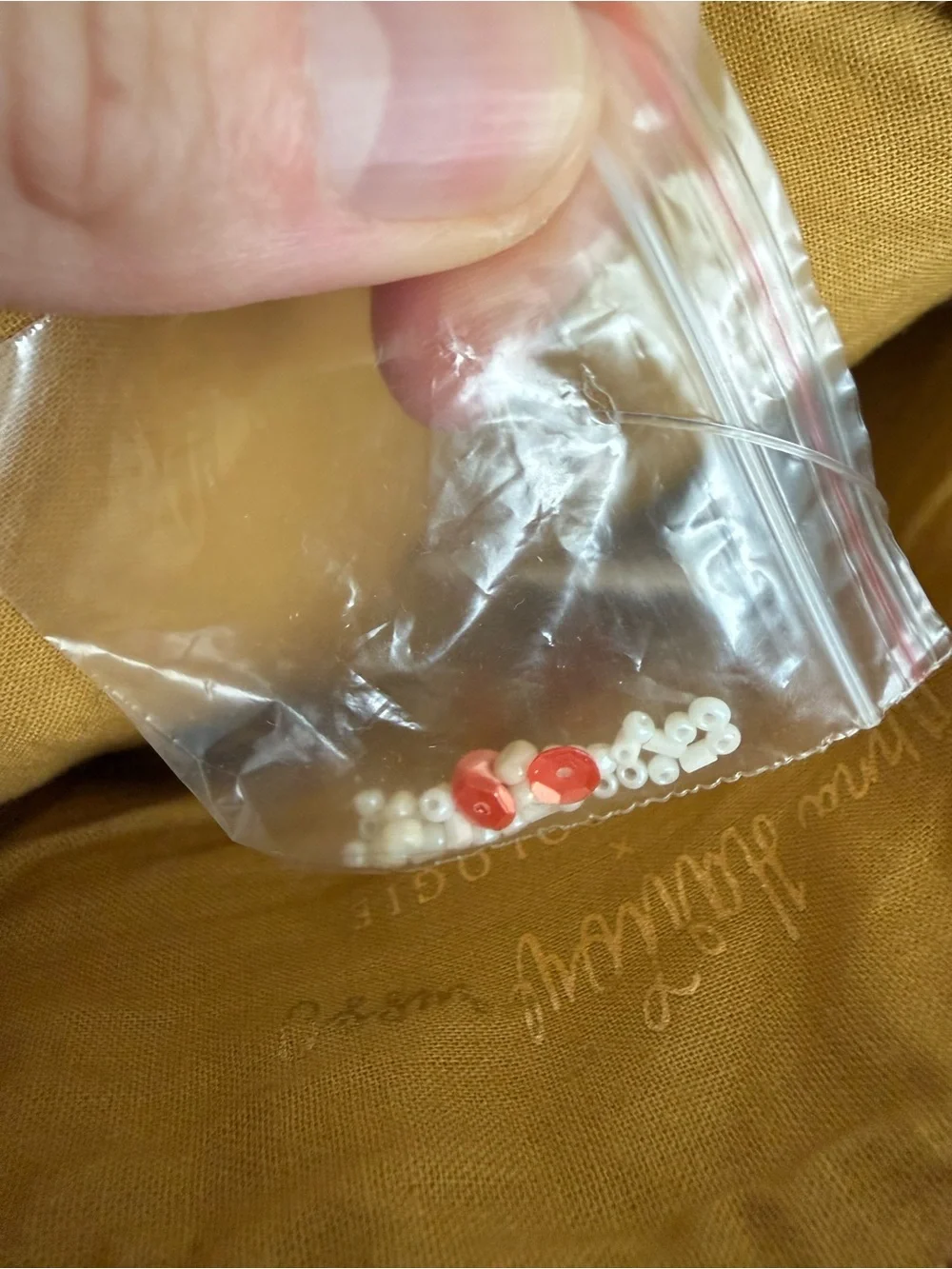NWT Anthropologie Mustard Embroidered Beaded 'N' Round Wristlet